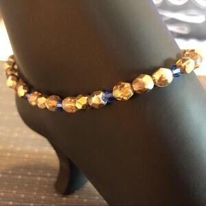 Old Gold & Blue Handmade Ankle Bracelet